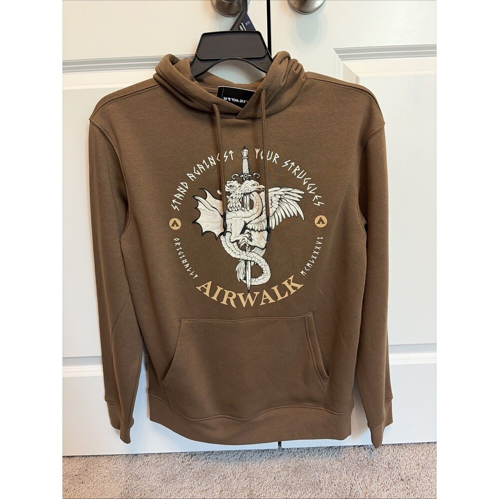 Airwalk Men’s Hoodie | Mud Brown| Stand Against Your Struggles| NWT